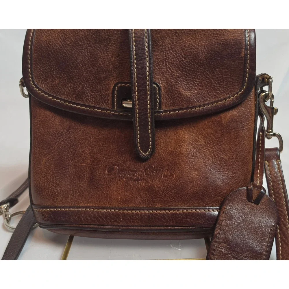 Dooney & Bourke Vintage Brown Leather Crossbody Bag Small Rustic Boho Purse